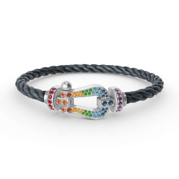 [Cadisa]FORC LARGE HORSESHOE  COLORED DIAMOND BRACELET SILVER
