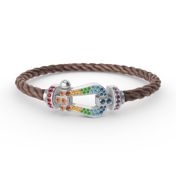 [Cadisa]FORC LARGE HORSESHOE  COLORED DIAMOND BRACELET SILVER
