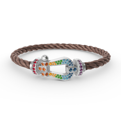 [Cadisa]FORC LARGE HORSESHOE  COLORED DIAMOND BRACELET SILVER