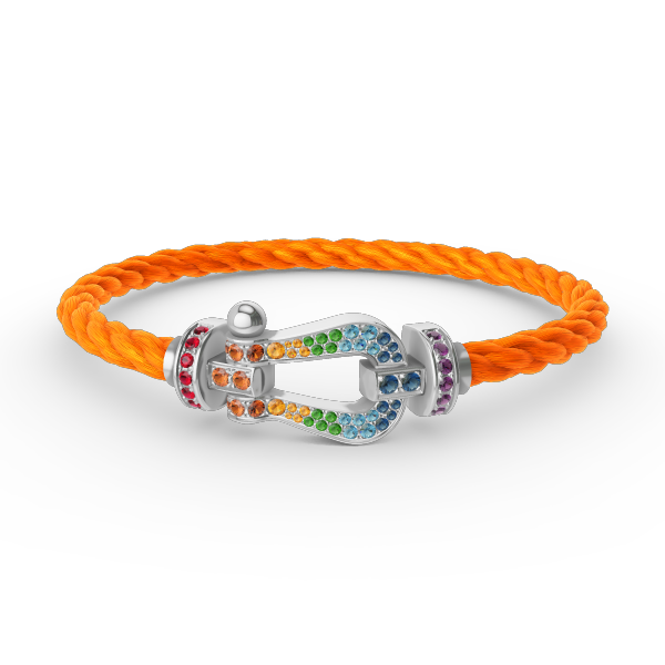 [Cadisa]FORC LARGE HORSESHOE  COLORED DIAMOND BRACELET SILVER