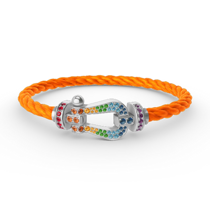 [Cadisa]FORC LARGE HORSESHOE  COLORED DIAMOND BRACELET SILVER