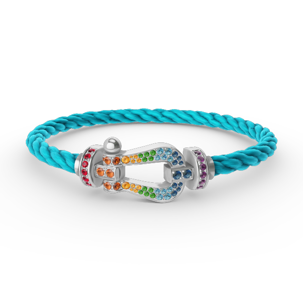 [Cadisa]FORC LARGE HORSESHOE  COLORED DIAMOND BRACELET SILVER