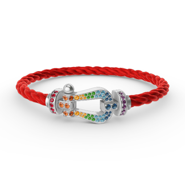[Cadisa]FORC LARGE HORSESHOE  COLORED DIAMOND BRACELET SILVER
