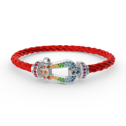 [Cadisa]FORC LARGE HORSESHOE  COLORED DIAMOND BRACELET SILVER