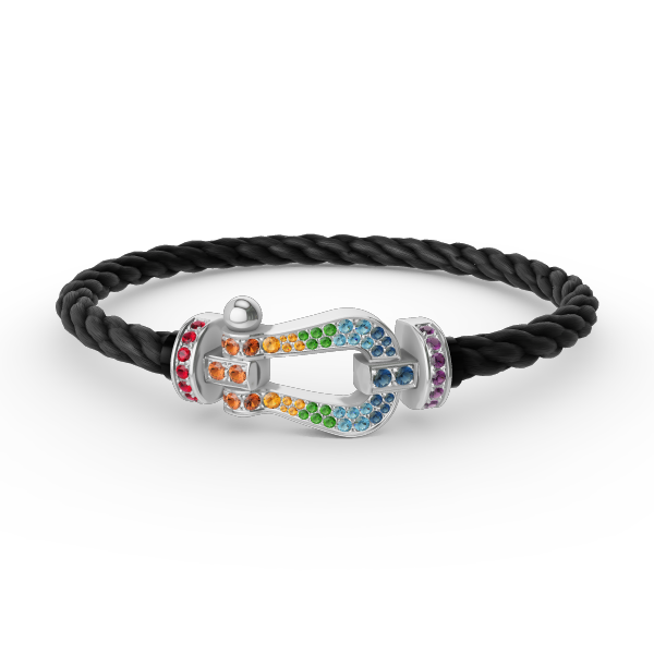 [Cadisa]FORC LARGE HORSESHOE  COLORED DIAMOND BRACELET SILVER