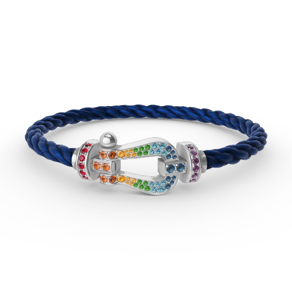 [Cadisa]FORC LARGE HORSESHOE  COLORED DIAMOND BRACELET SILVER