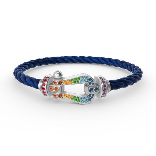 [Cadisa]FORC LARGE HORSESHOE  COLORED DIAMOND BRACELET SILVER