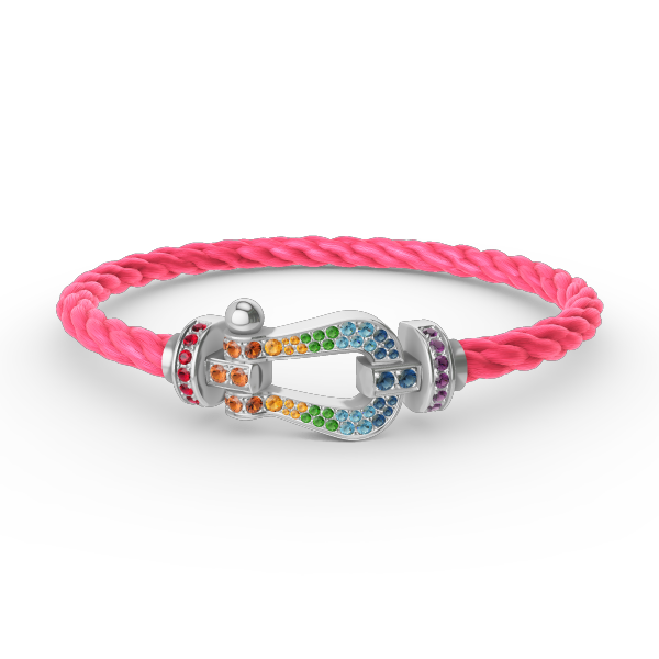 [Cadisa]FORC LARGE HORSESHOE  COLORED DIAMOND BRACELET SILVER