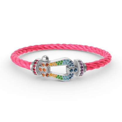 [Cadisa]FORC LARGE HORSESHOE  COLORED DIAMOND BRACELET SILVER