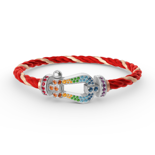 [Cadisa]FORC LARGE HORSESHOE  COLORED DIAMOND BRACELET SILVER