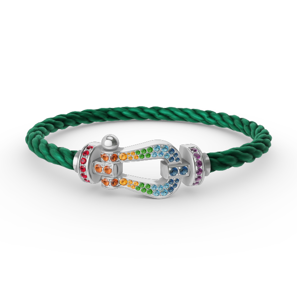 [Cadisa]FORC LARGE HORSESHOE  COLORED DIAMOND BRACELET SILVER