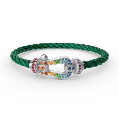 [Cadisa]FORC LARGE HORSESHOE  COLORED DIAMOND BRACELET SILVER