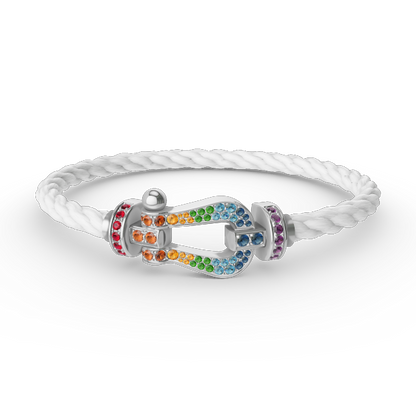 [Cadisa]FORC LARGE HORSESHOE  COLORED DIAMOND BRACELET SILVER