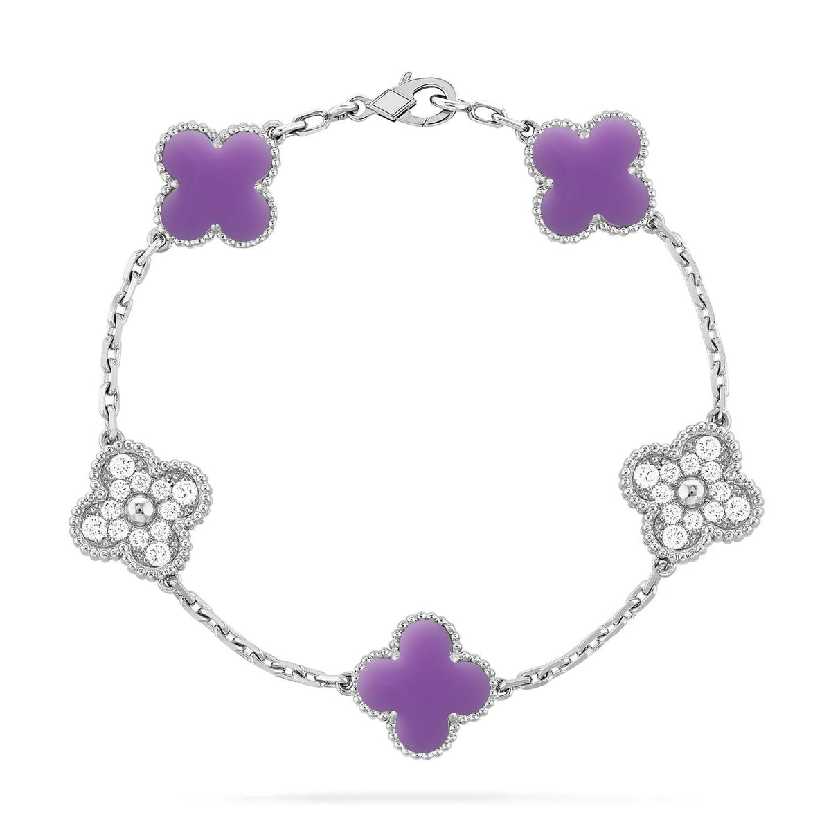 [Cadisa]CLOVER 5 MOTIF LIGHT PURPLE BRACELET COLLECTION
