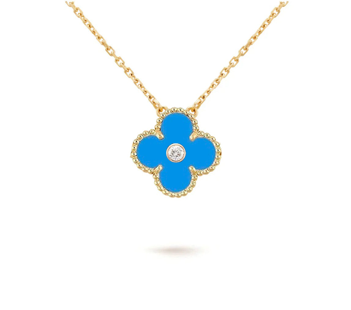 [Cadisa]CLOVER 15MM DIAMOND SINGLE FLOWER NECKLACE COLLECTION