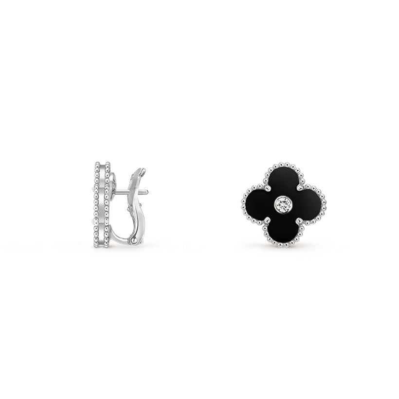 [Cadisa]CLOVER SILVER 15MM MOP DIAMOND EARRINGS COLLECTION