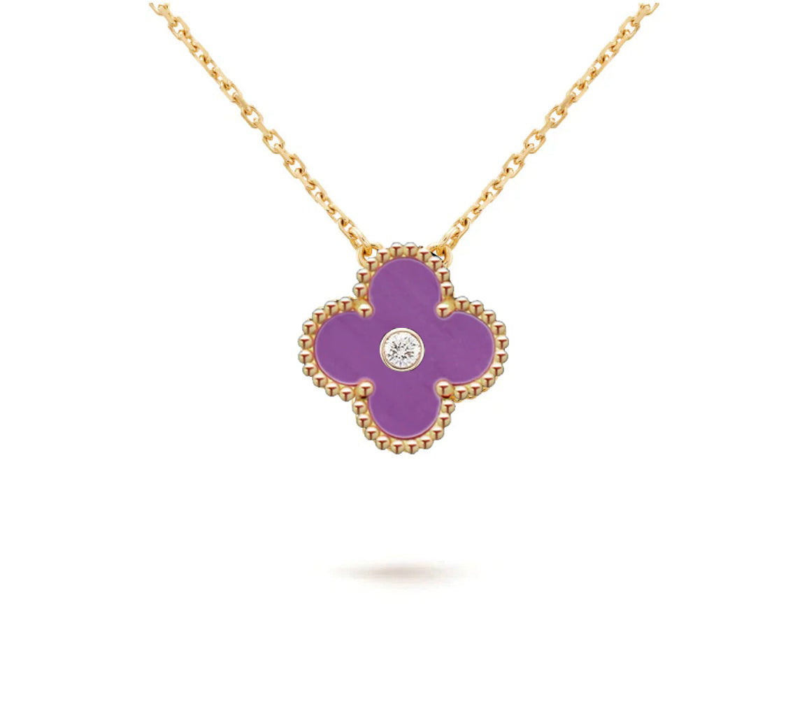 [Cadisa]CLOVER 15MM DIAMOND SINGLE FLOWER NECKLACE COLLECTION