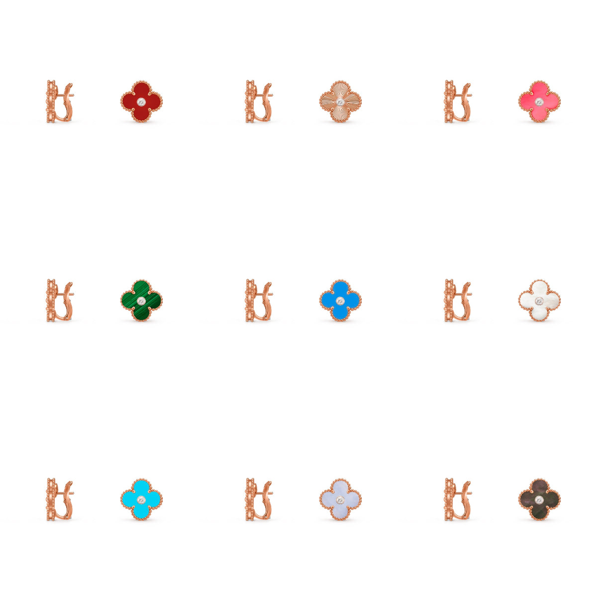 [Cadisa]CLOVER 15MM MOP DIAMOND EARRINGS COLLECTION