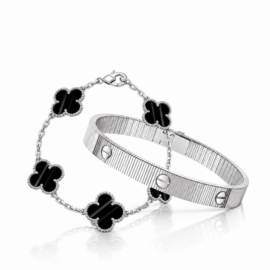 [Cadisa] Clover 5-Motif & LOVE Unlimited Bracelet Set