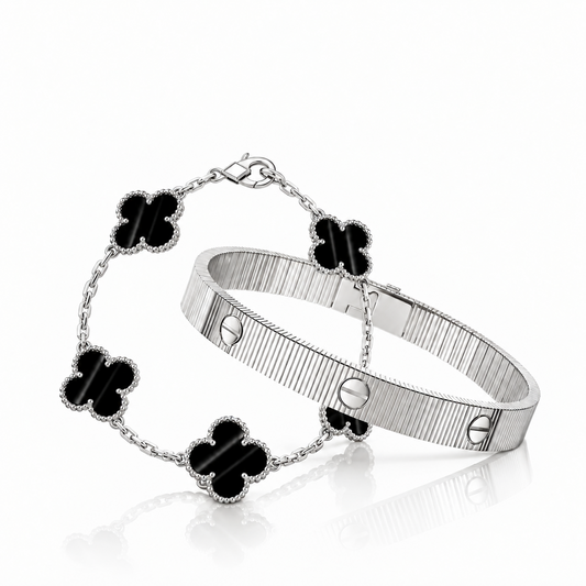[Cadisa] Clover 5-Motif & LOVE Unlimited Bracelet Set