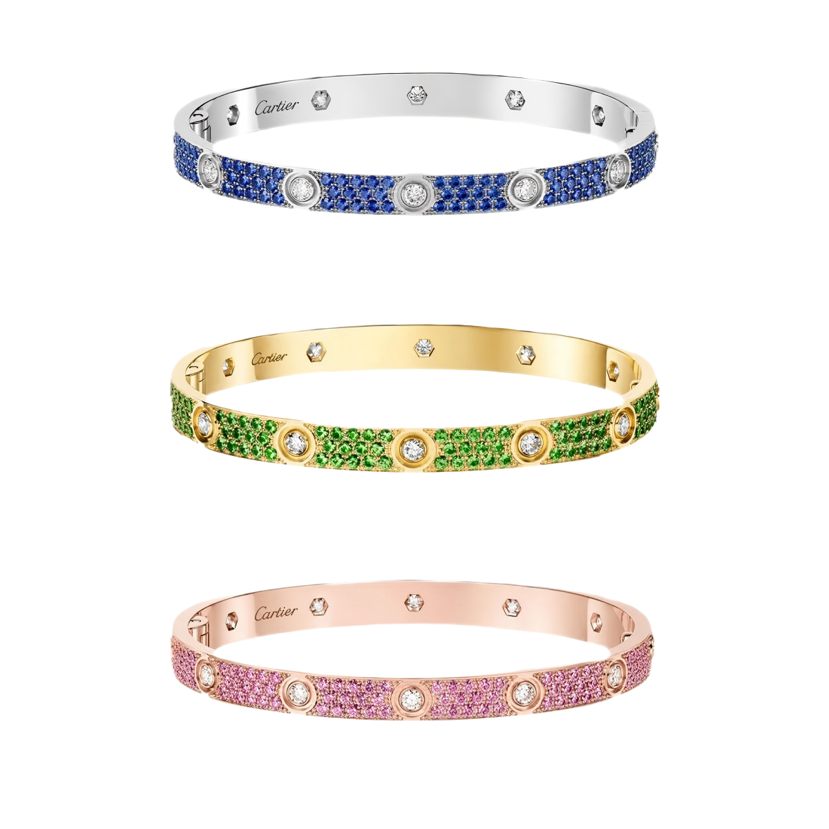 [Cadisa]2026 PAVE GEMSTONE LOVE BRACELET 6.1MM 10 DIAMONDS