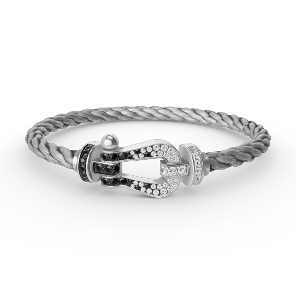 [Cadisa]FORCE LARGE HORSESHOE BLACK WHITE DIAMOND BRACELET SILVER