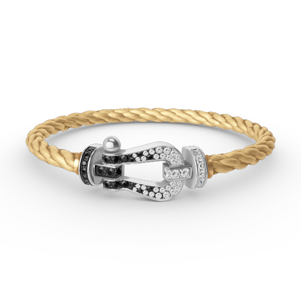 [Cadisa]FORCE LARGE HORSESHOE BLACK WHITE DIAMOND BRACELET SILVER