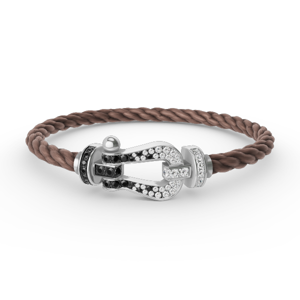 [Cadisa]FORCE LARGE HORSESHOE BLACK WHITE DIAMOND BRACELET SILVER