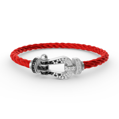 [Cadisa]FORCE LARGE HORSESHOE BLACK WHITE DIAMOND BRACELET SILVER