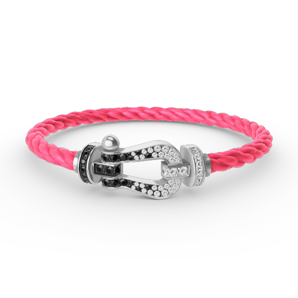 [Cadisa]FORCE LARGE HORSESHOE BLACK WHITE DIAMOND BRACELET SILVER