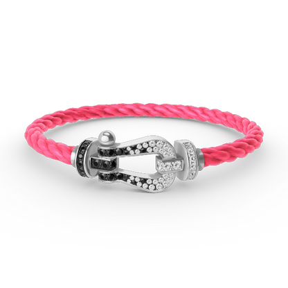 [Cadisa]FORCE LARGE HORSESHOE BLACK WHITE DIAMOND BRACELET SILVER