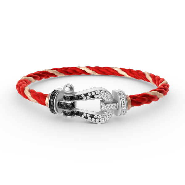 [Cadisa]FORCE LARGE HORSESHOE BLACK WHITE DIAMOND BRACELET SILVER