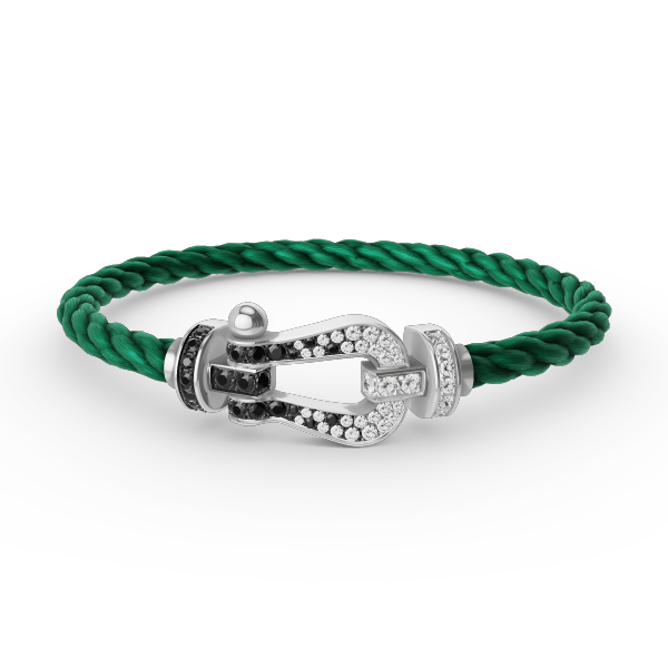 [Cadisa]FORCE LARGE HORSESHOE BLACK WHITE DIAMOND BRACELET SILVER