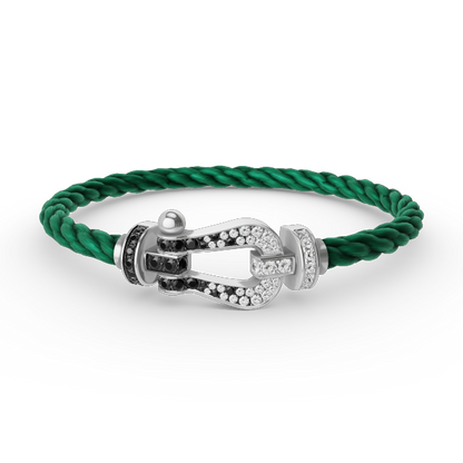 [Cadisa]FORCE LARGE HORSESHOE BLACK WHITE DIAMOND BRACELET SILVER