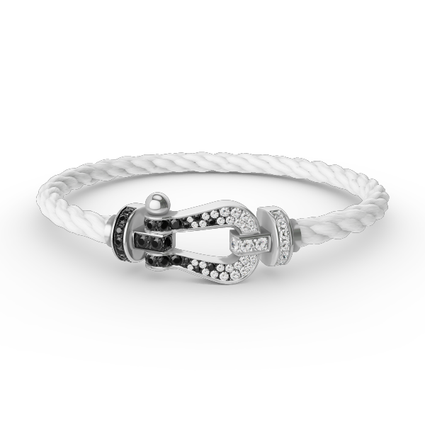 [Cadisa]FORCE LARGE HORSESHOE BLACK WHITE DIAMOND BRACELET SILVER