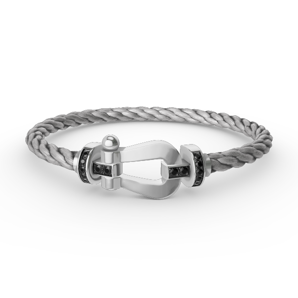 [Cadisa]FORCE LARGE HORSESHOE BLACK DIAMOND BRACELET SILVER
