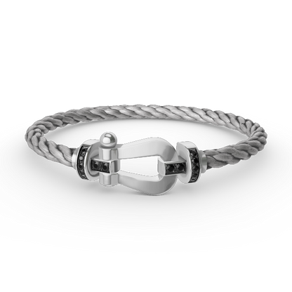 [Cadisa]FORCE LARGE HORSESHOE BLACK DIAMOND BRACELET SILVER