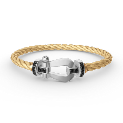 [Cadisa]FORCE LARGE HORSESHOE BLACK DIAMOND BRACELET SILVER