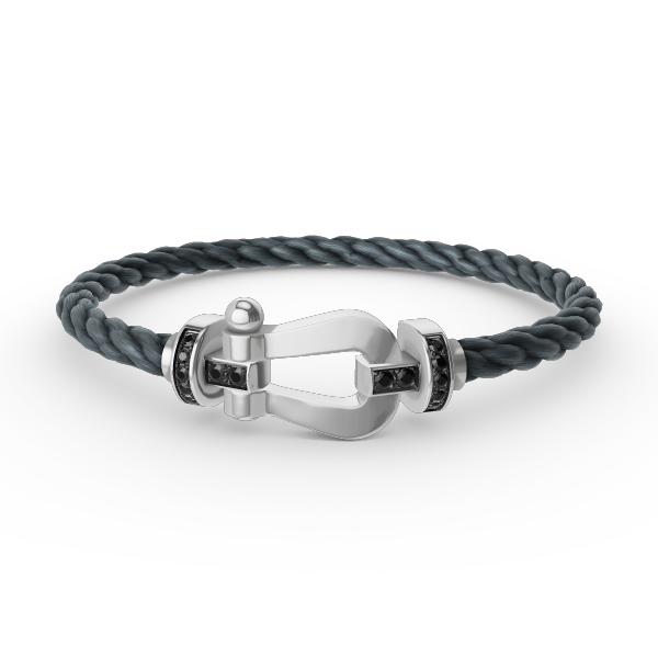 [Cadisa]FORCE LARGE HORSESHOE BLACK DIAMOND BRACELET SILVER