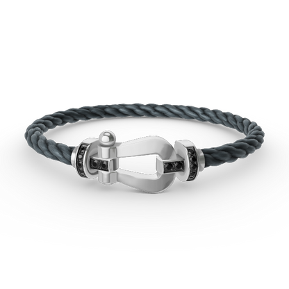 [Cadisa]FORCE LARGE HORSESHOE BLACK DIAMOND BRACELET SILVER