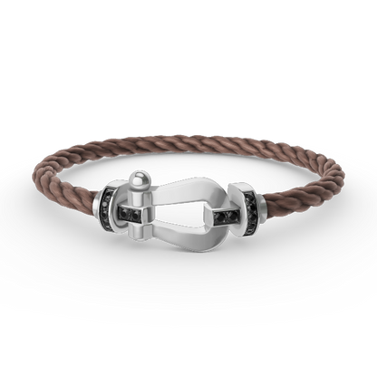 [Cadisa]FORCE LARGE HORSESHOE BLACK DIAMOND BRACELET SILVER