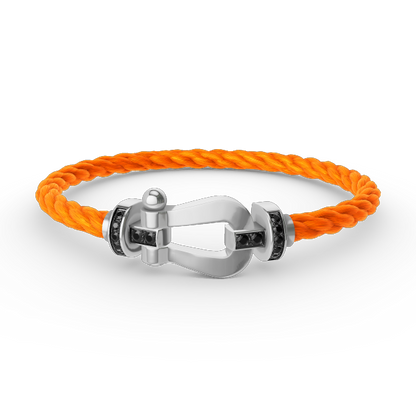 [Cadisa]FORCE LARGE HORSESHOE BLACK DIAMOND BRACELET SILVER
