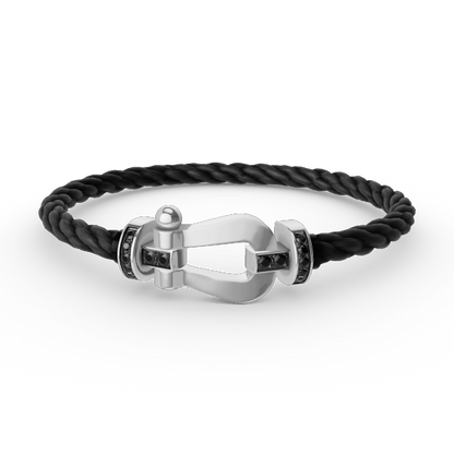 [Cadisa]FORCE LARGE HORSESHOE BLACK DIAMOND BRACELET SILVER