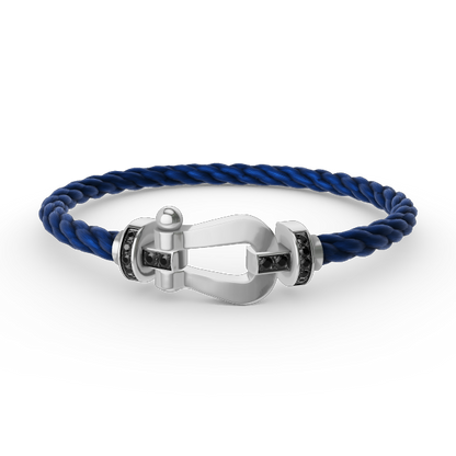 [Cadisa]FORCE LARGE HORSESHOE BLACK DIAMOND BRACELET SILVER