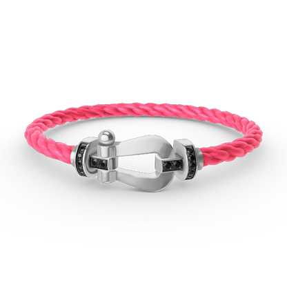[Cadisa]FORCE LARGE HORSESHOE BLACK DIAMOND BRACELET SILVER