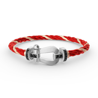 [Cadisa]FORCE LARGE HORSESHOE BLACK DIAMOND BRACELET SILVER