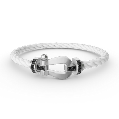 [Cadisa]FORCE LARGE HORSESHOE BLACK DIAMOND BRACELET SILVER