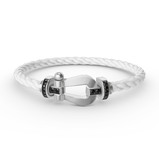 [Cadisa]FORCE LARGE HORSESHOE BLACK DIAMOND BRACELET SILVER