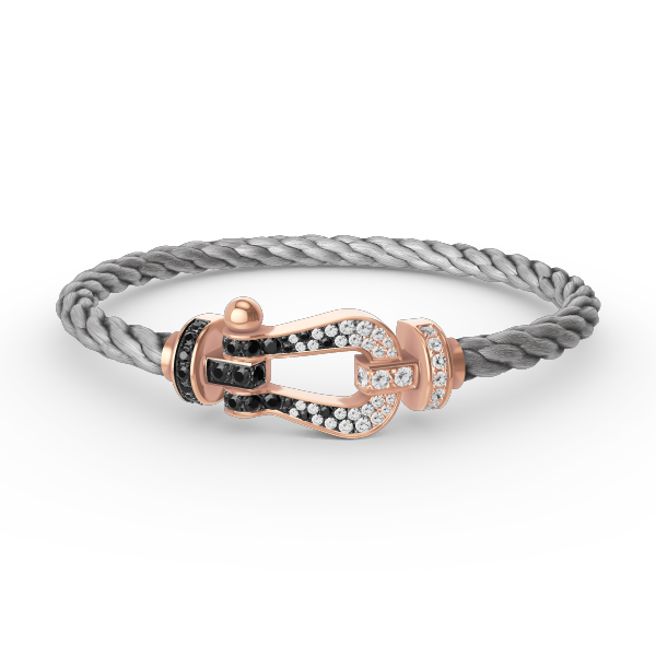 [Cadisa]FORCE LARGE HORSESHOE BLACK WHITE DIAMOND BRACELET ROSE GOLD