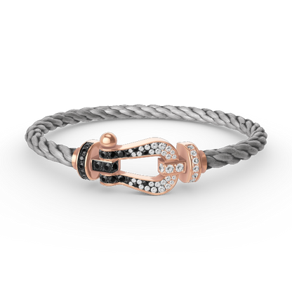[Cadisa]FORCE LARGE HORSESHOE BLACK WHITE DIAMOND BRACELET ROSE GOLD